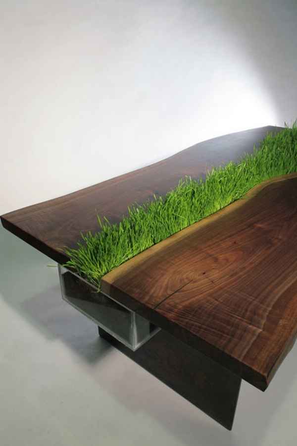 Дизайнерский живой столик из травяного покрова